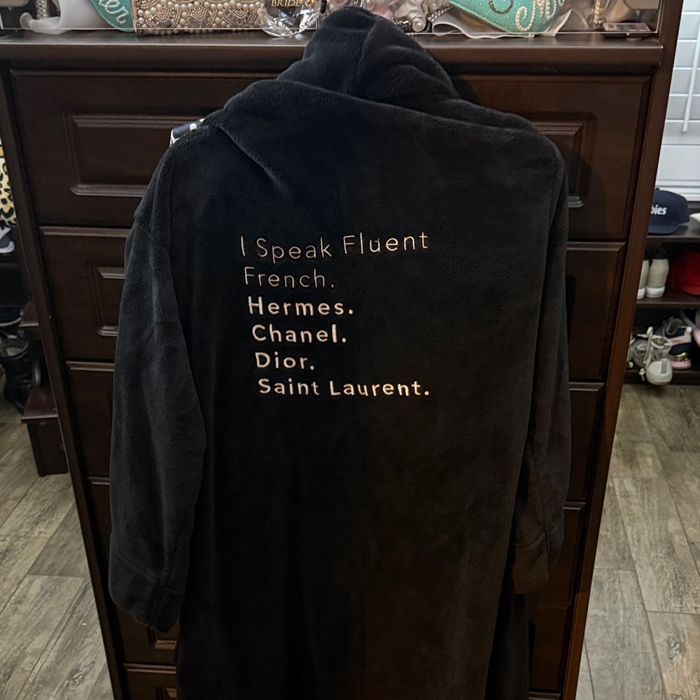 Black bath Robe with Designer Text